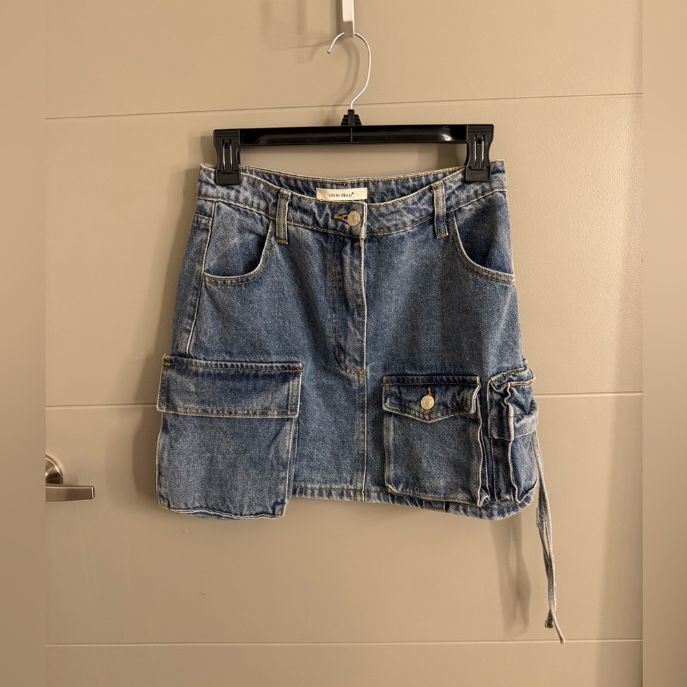 Denim Mini Skirt with Pockets